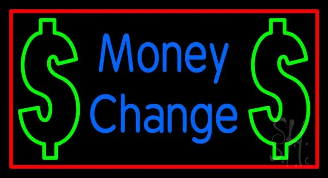 Money Change With Dollar Logo Neon Sign