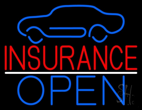 Car Logo Red Insurance Open Neon Sign