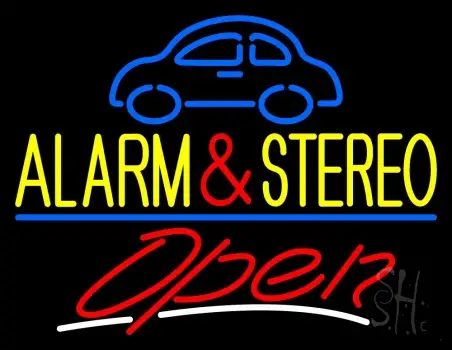 Car Logo Alarm And Stereo Open Neon Sign