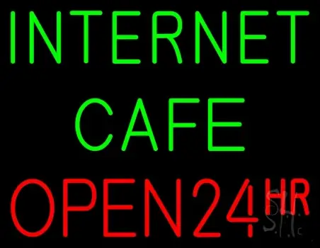 Internet Cafe Open 24 Hr Neon Sign