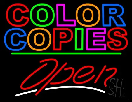 Color Copies 1 Open Neon Sign