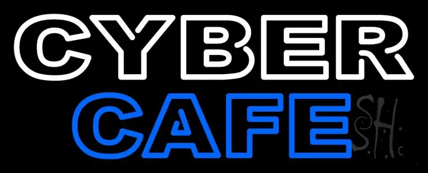 Double Stroke Cyber Cafe Neon Sign