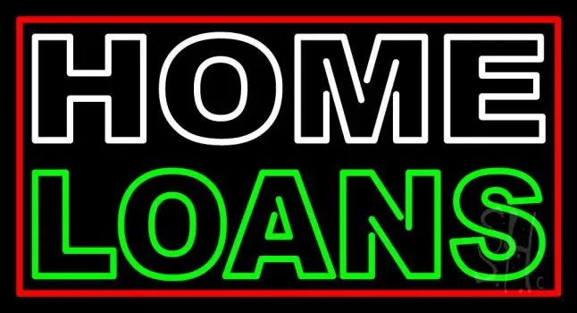 Double Stroke Home Loans With Red Border Neon Sign