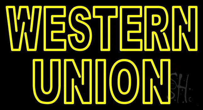 Double Stroke Western Union Neon Sign