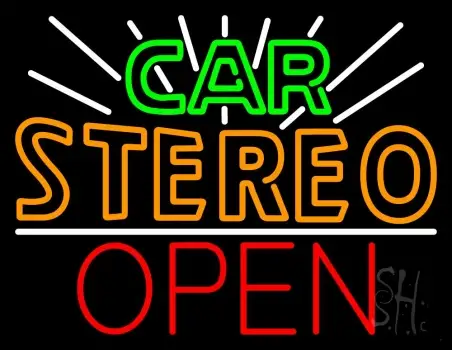 Green Car Stereo Open Neon Sign