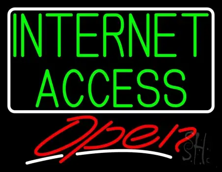 Internet Access Open With White Border Neon Sign