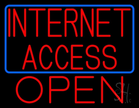 Red Internet Access Open With Blue Border Neon Sign