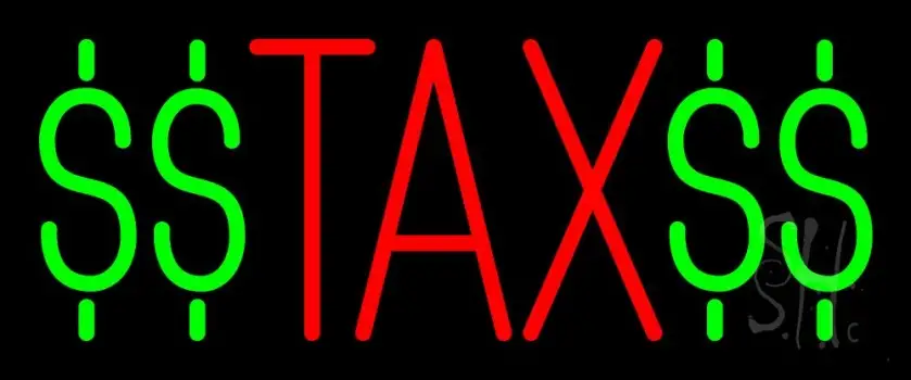 Red Tax With Dollar Logo Neon Sign
