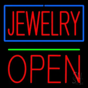 Jewelry Green Line Open Block Neon Sign