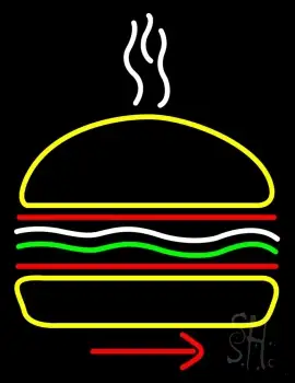 Burger Logo With Arrow Neon Sign