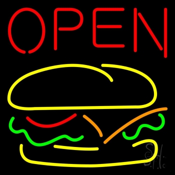 Burger Open Neon Sign