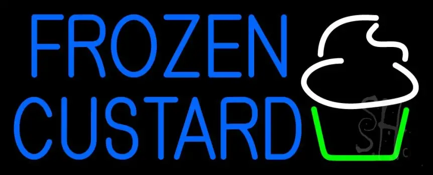 Blue Frozen Custard With Logo Neon Sign