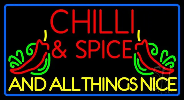 Chilli And Spice With Border Neon Sign
