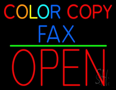 Color Copy Fax Open 1 Neon Sign