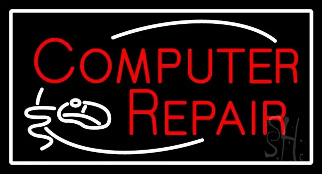 Red Computer Repair Logo Neon Sign