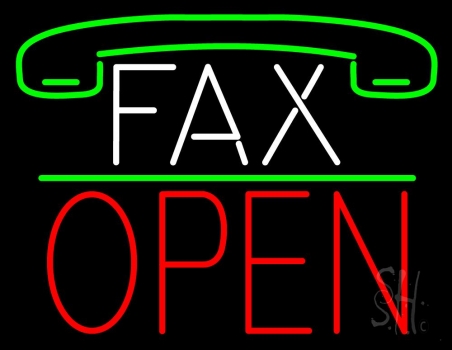 Fax With Logo Open 1 Neon Sign