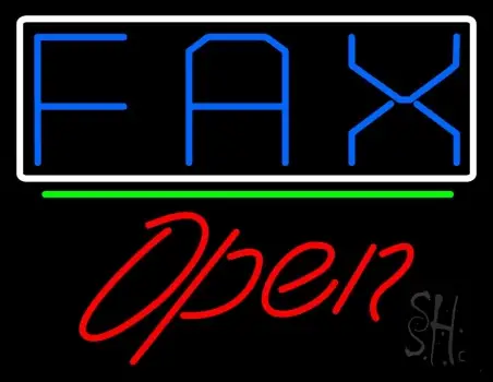 Fax With White Border With Open 2 Neon Sign