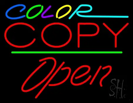 Multi Colored Color Copy Open 2 Neon Sign
