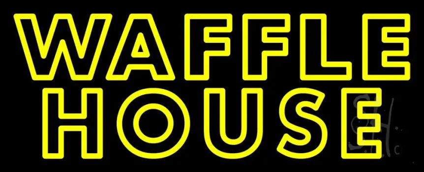 Yellow Double Stroke Waffle House Neon Sign