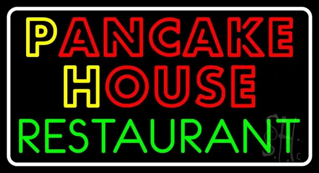 Border White Pancake House Restaurant Neon Sign