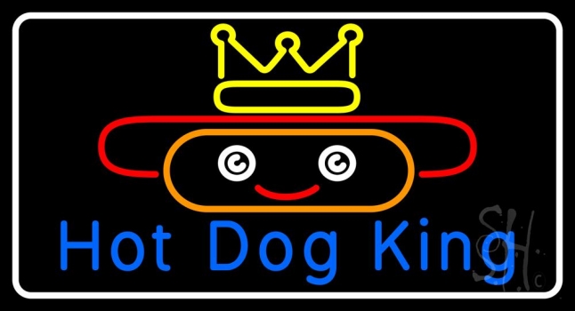 Hot Dog King With Border Neon Sign