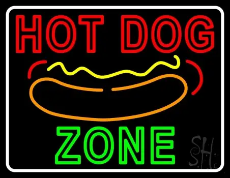 Hot Dog Zone With Border Neon Sign