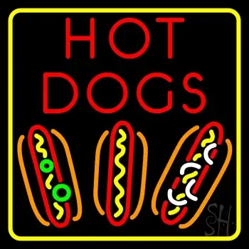 Yellow Border Hot Dogs Neon Sign