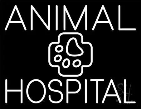 White Animal Hospital With Logo Neon Sign