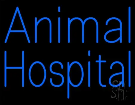 Blue Animal Hospital Neon Sign