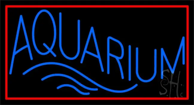 Blue Aquarium Red Rectangle Neon Sign