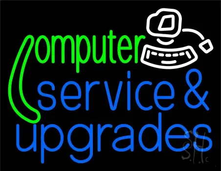 Blue Computer Services And Upgrades Neon Sign