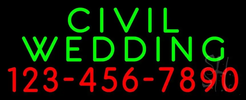 Civil Wedding With Phone Number Neon Sign