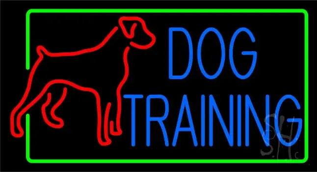 Dog Training Green Border 2 Neon Sign