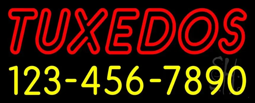 Double Stroke Tuxedos With Phone Numbers Neon Sign