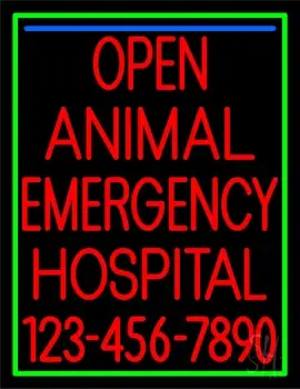 Open Emergency Animal Hospital 1 Neon Sign