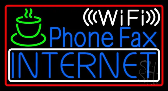 Phone Fax Internet 2 Neon Sign