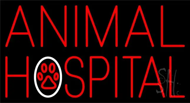 Red Animal Hospital 2 Neon Sign