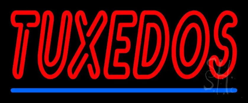 Red Tuxedos Blue Line Neon Sign