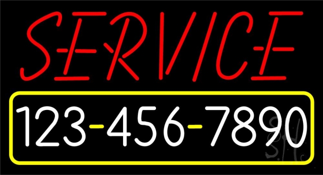 Service With Phone Number Neon Sign
