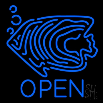 Blue Fish Open Block 1 Neon Sign