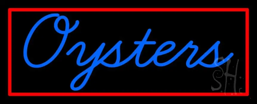 Blue Oysters Red Rectangle Neon Sign