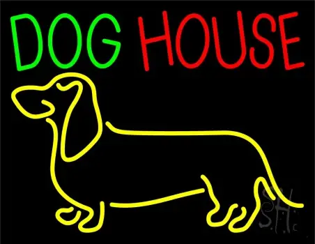 Dog House With Logo Neon Sign