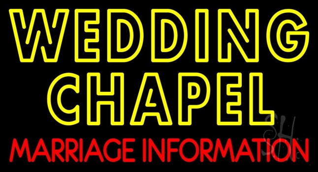 Double Stroke Wedding Chapel Marriage Information Neon Sign