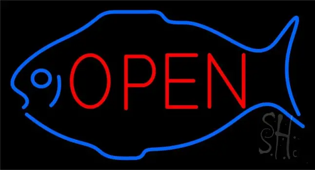 Fish Open Red 1 Neon Sign