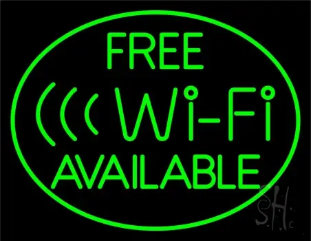 Green Free Wifi Available Block 1 Neon Sign