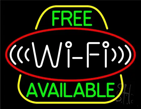 Green Free Wifi Available Block 2 Neon Sign