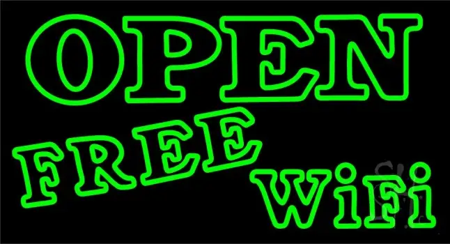 Green Open Free Wifi Neon Sign