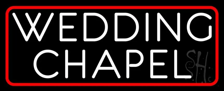 Red Border Wedding Chapel Neon Sign