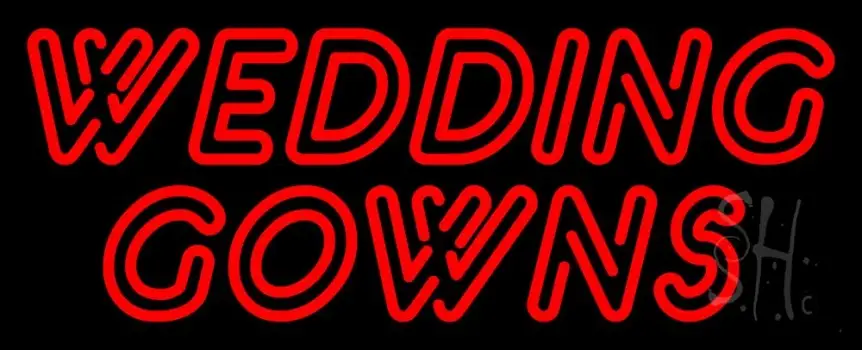 Red Double Stroke Wedding Gowns Neon Sign