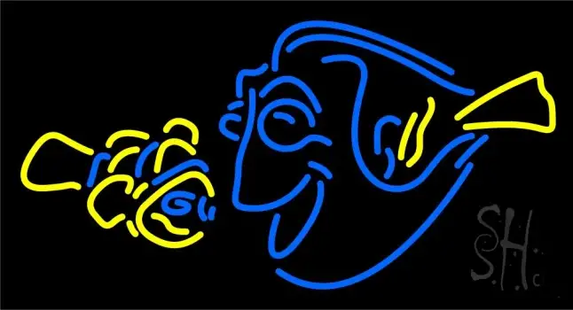 Yellow Blue Fish 3 Neon Sign